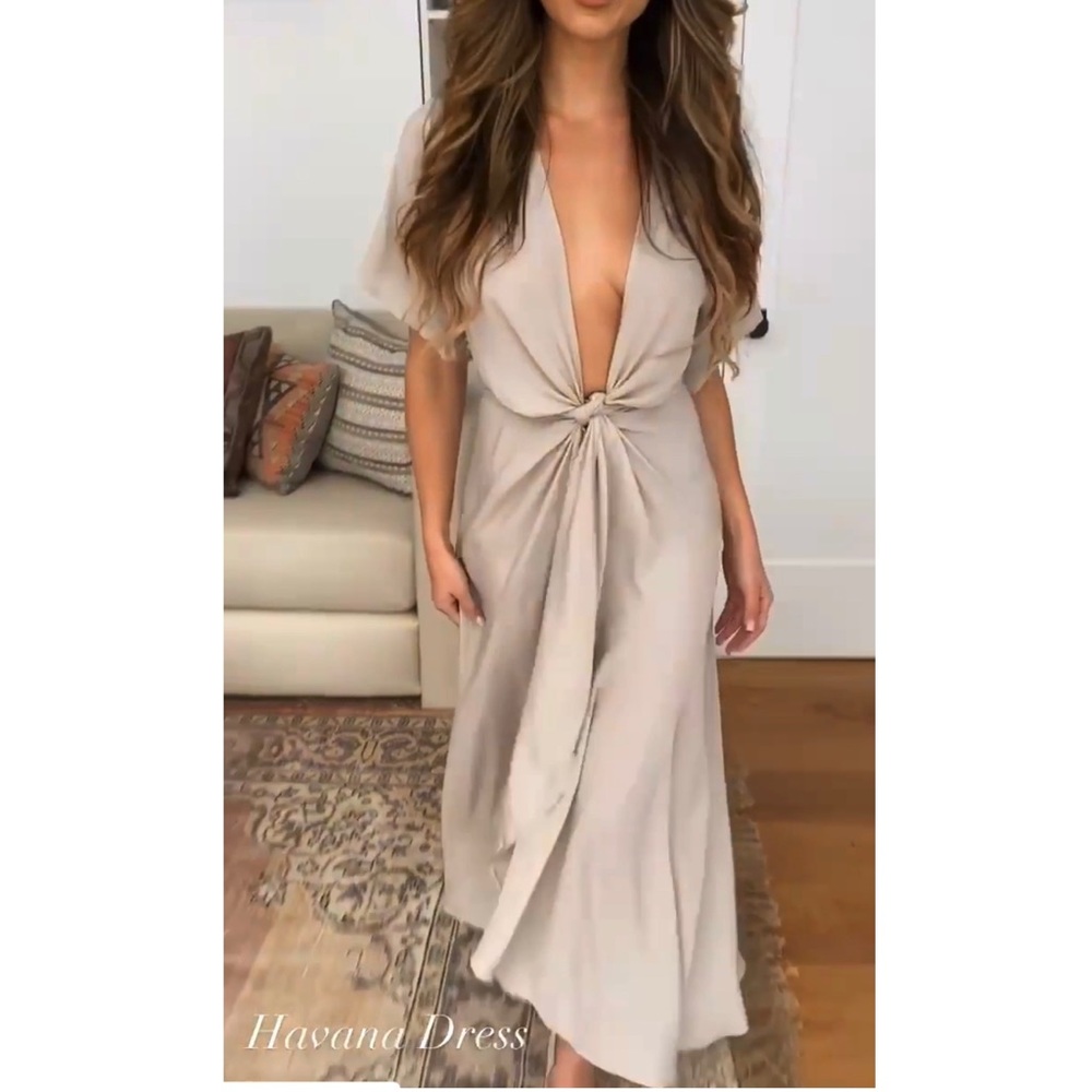 Taupe wrap dress